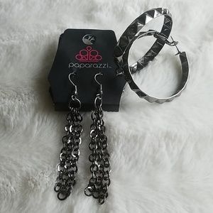 Chain and hoop earrings